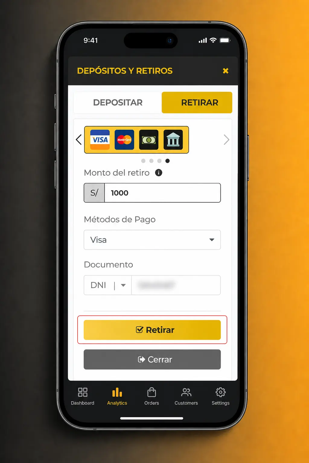 Pasos para retirar dinero desde la app de Micasino usando la billetera y métodos como Monnet, ALPS o PayPhone.