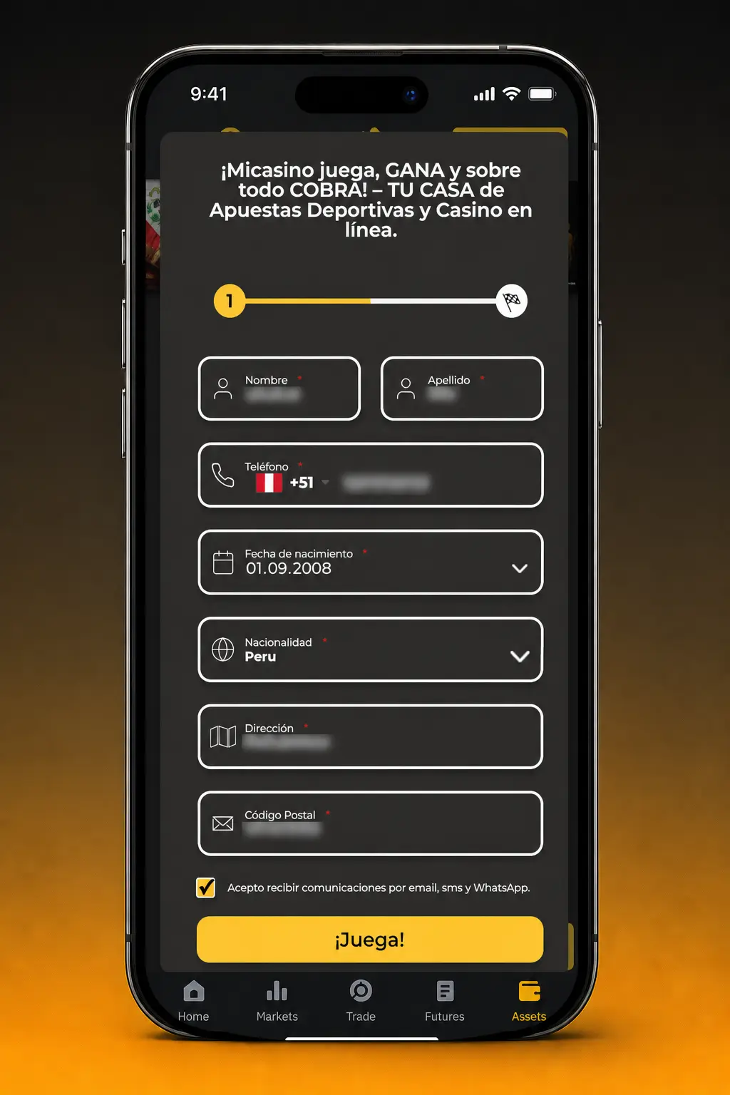 Pasos para registrarte en Micasino: completa el formulario, crea una clave segura y acepta los términos y condiciones.